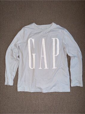 GAP gray Long Sleeve Logo Shirt with White Letters